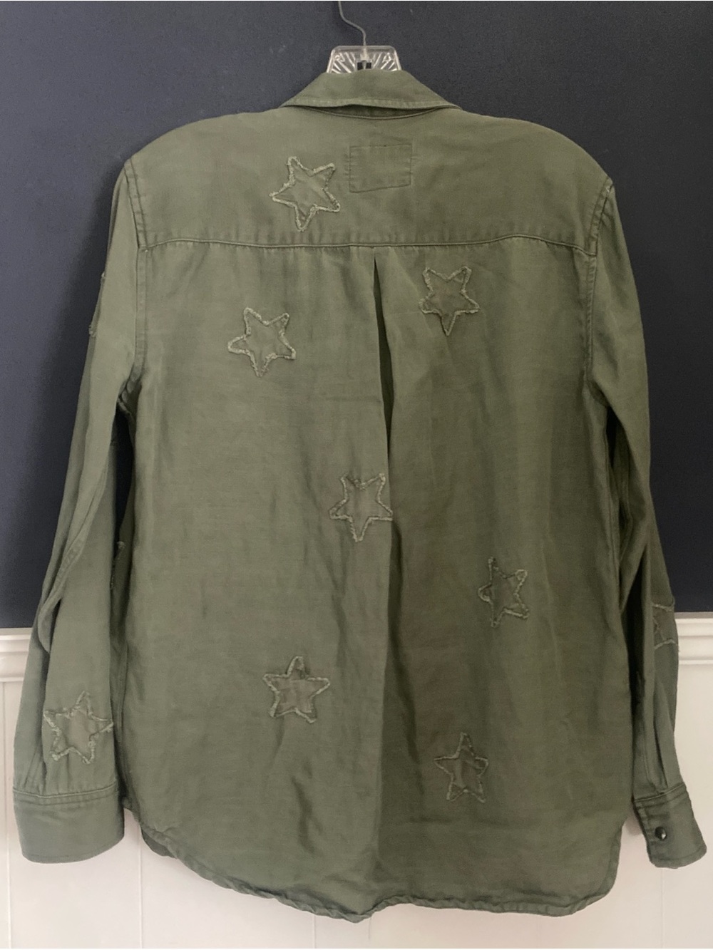 Rails Marcel Utility Shirt Jacket Sage Green Embroidered Stars Snap Front XS - Picture 5 of 5